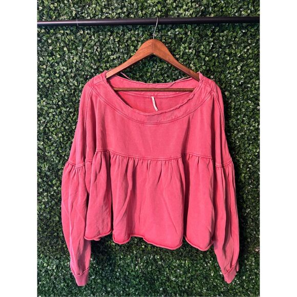 Free People Pink Ruffle Sweatshirt - Picture 2 of 6